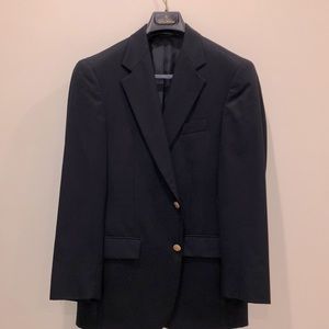 Brooks Brothers “346” 2-button blue blazer w/ brass “Golden Fleece” buttons, 36S